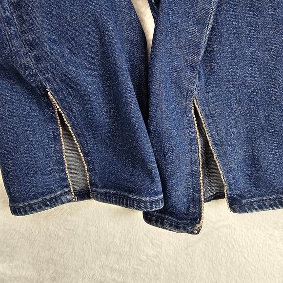 Talbots Womens Jeans Sz 14 Slim Ankle Cropped Split Hem Bling Accents 27" Inseam - Picture 3 of 10